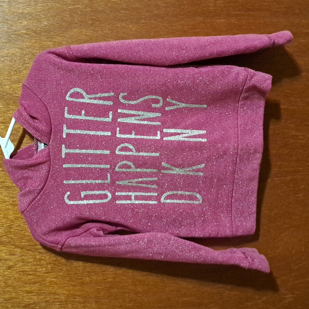 Girls DKNY Hooded Sweatshirt "Glitter Happens" Size 3T - Picture 1 of 5